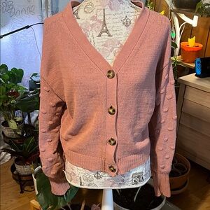 Pink Button-Up Women's Sweater